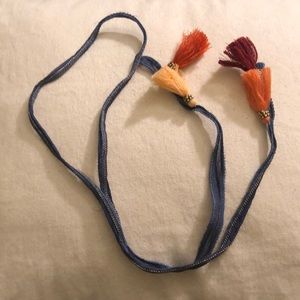 Cute Tassel Necklace with chain and bead detail and cute pouch!